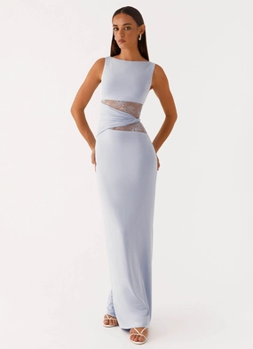 Theater-Night Influencer-Style Karma Maxi Dress - Blue