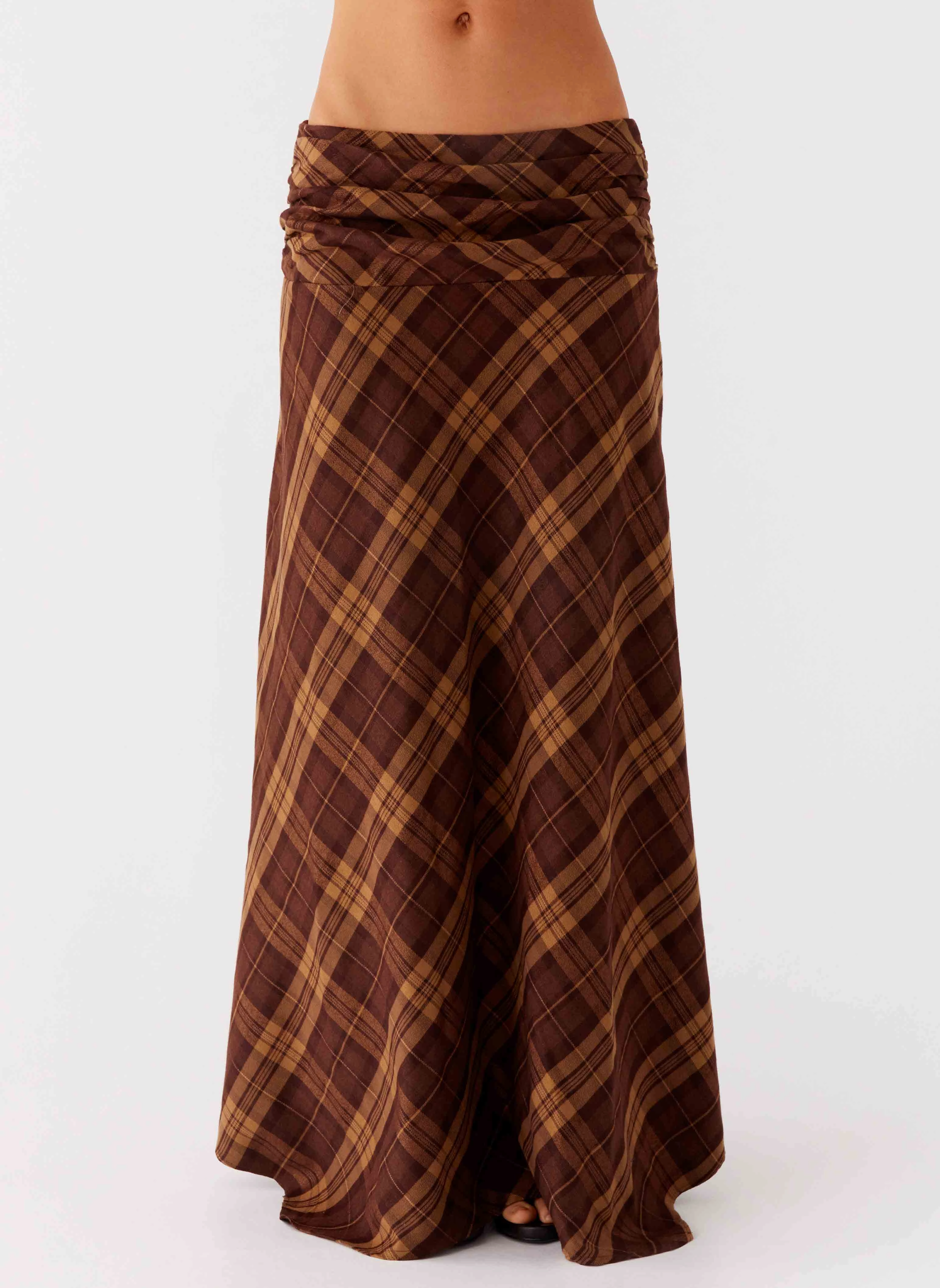 Double Layer Construction Karolina Maxi Skirt - Plaid