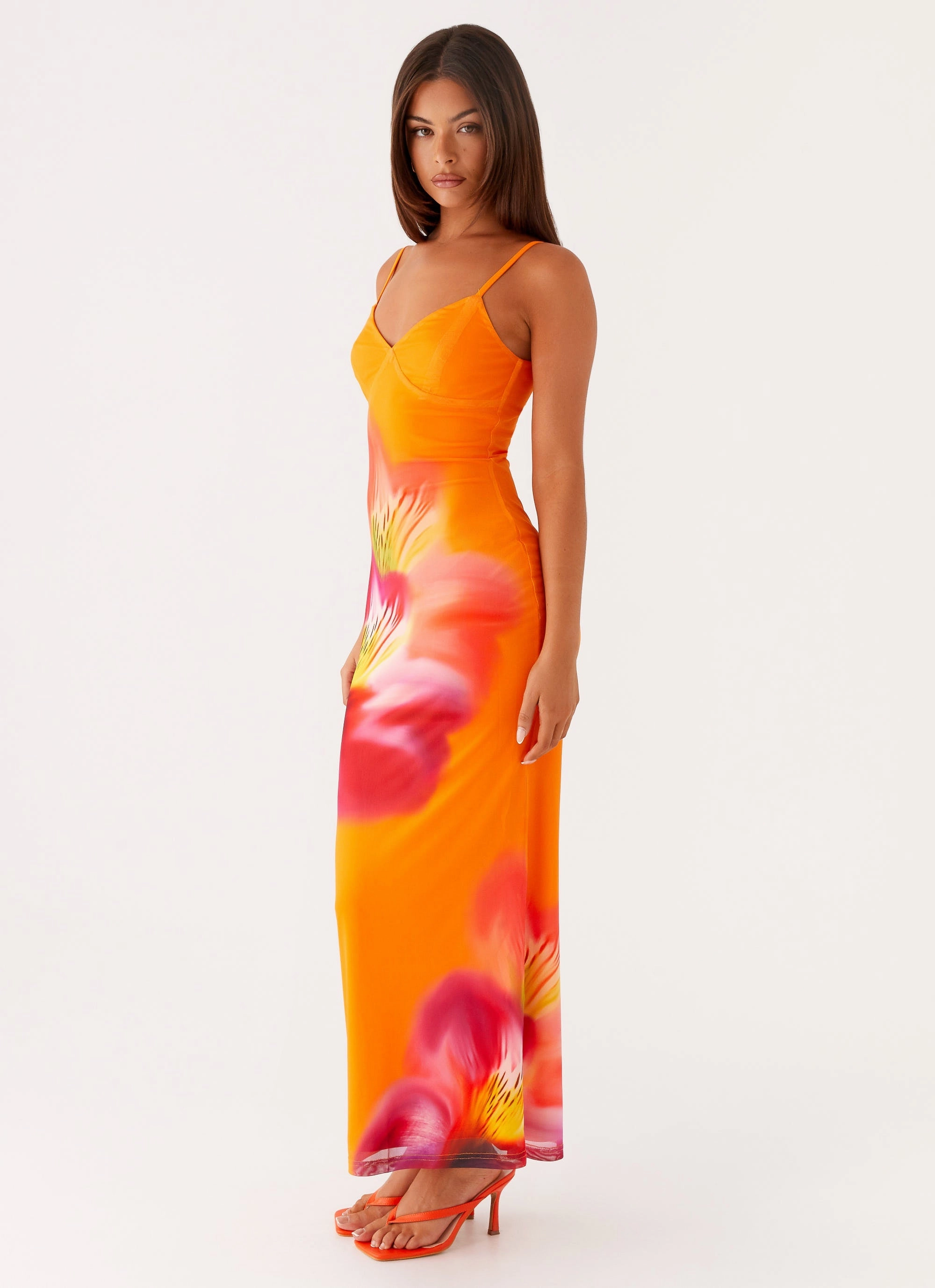 Lounge Feel Kasey Midi Dress - Orange Tropical