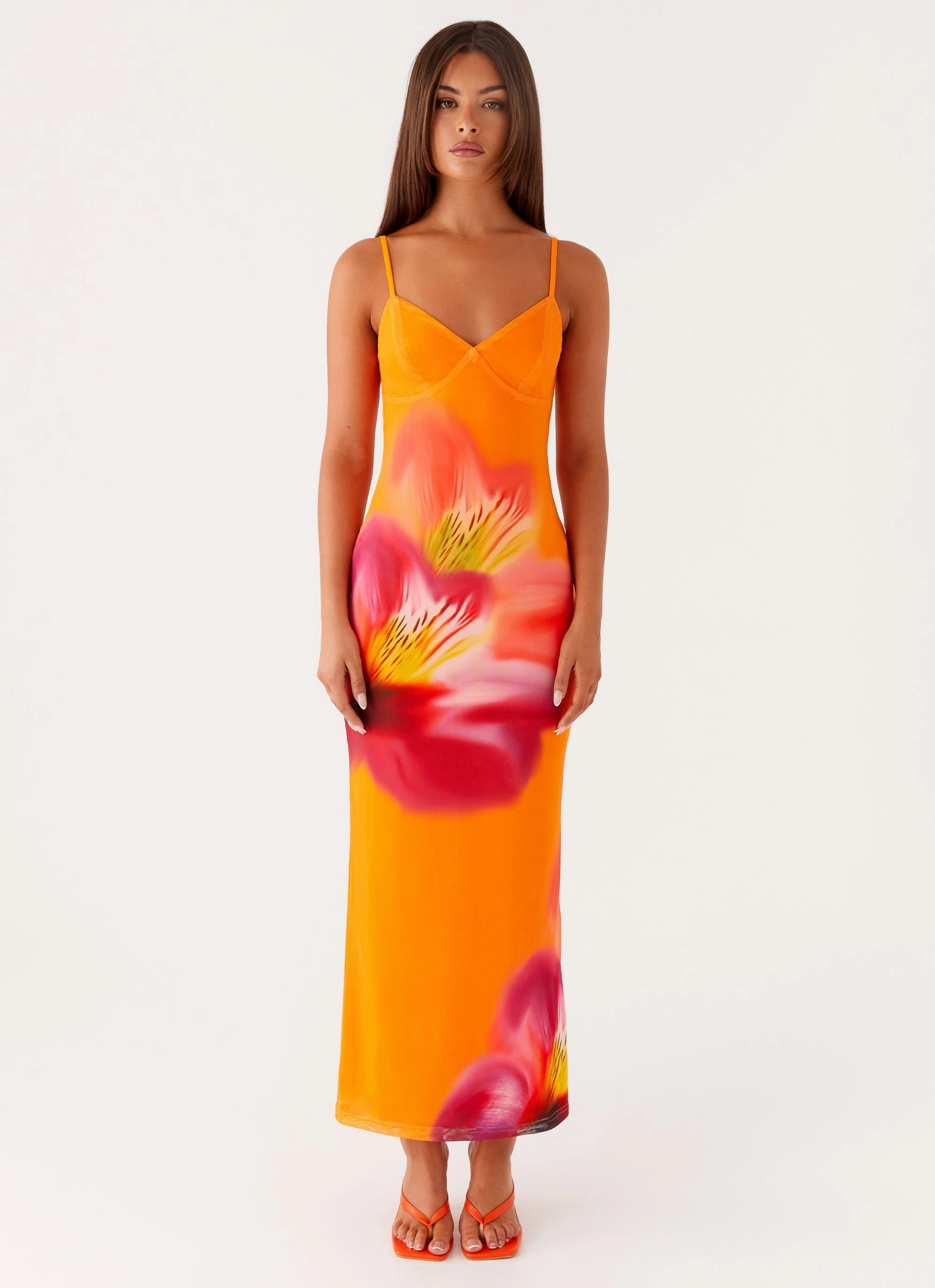 Versatile Layers Euro Ease Kasey Midi Dress - Orange Tropical