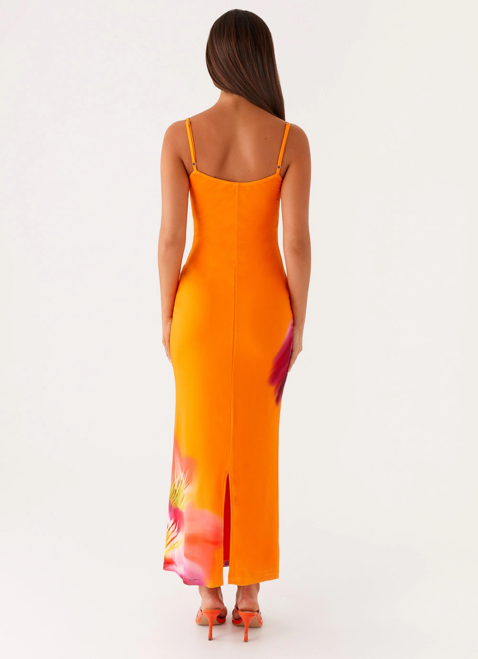 Kasey Midi Dress - Orange Tropical petite size Dressy Glow