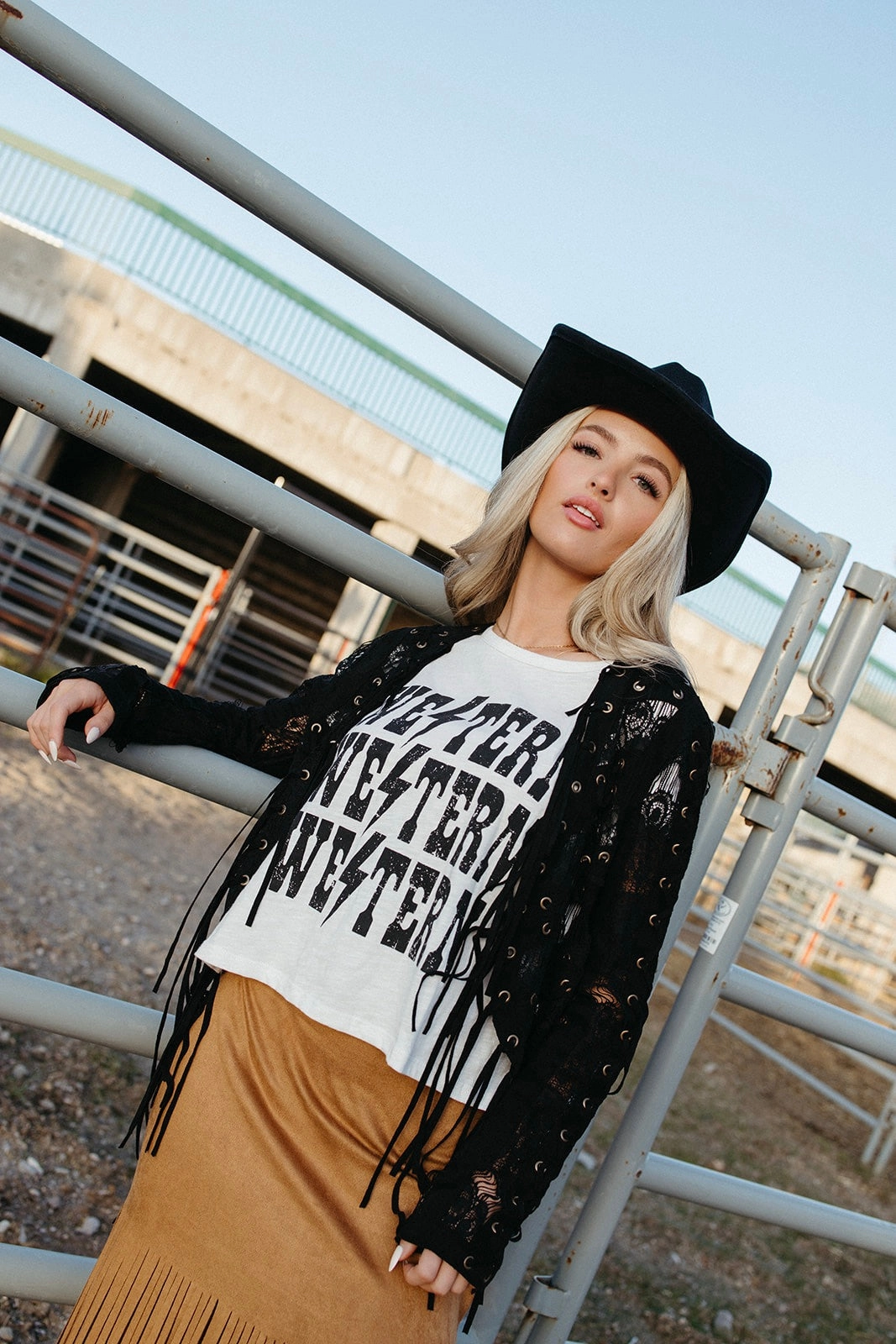 Kash Fringe Lace Crop Jacket Non Restrictive Cut Basic Tank