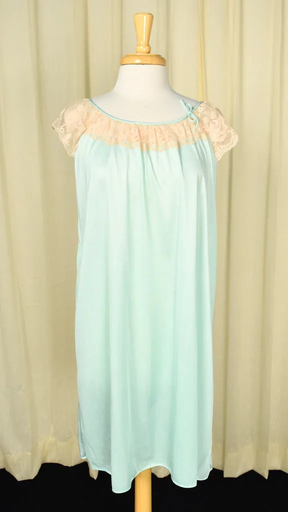 Katz Vintage 1960s Mint & Lace Nightgown