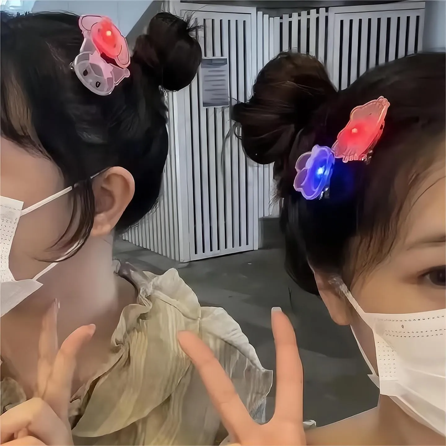 Kawaii 5 Pieces Led Flashing Cartoon Family Hair Clip Set