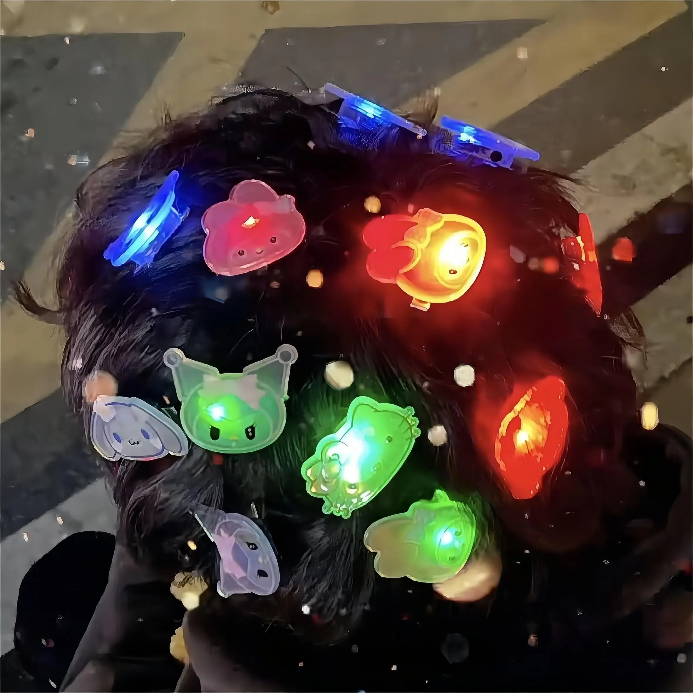 Kawaii 5 Pieces Led Flashing Cartoon Family Hair Clip Set