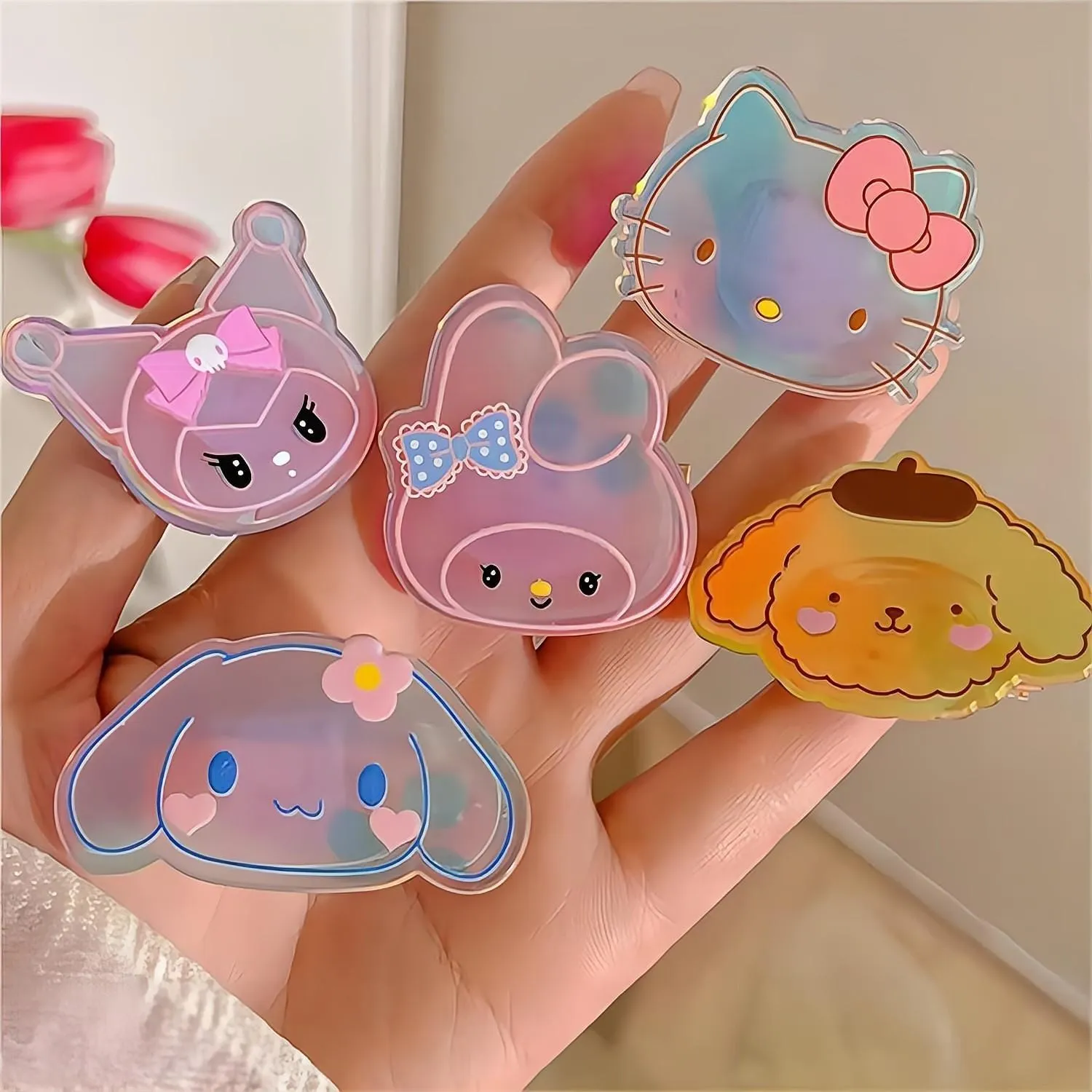 Kawaii 5 Pieces Led Flashing Cartoon Family Hair Clip Set
