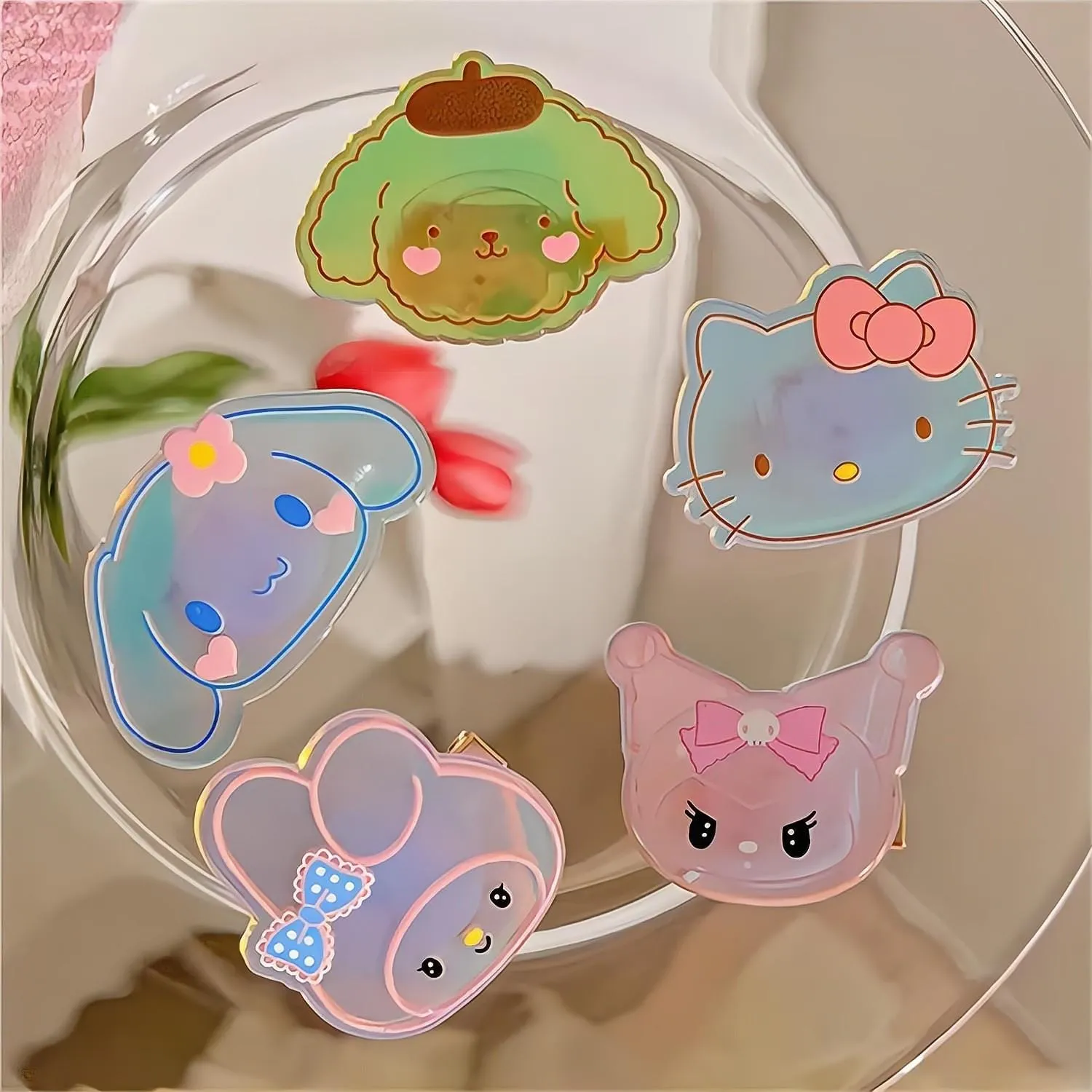 Kawaii 5 Pieces Led Flashing Cartoon Family Hair Clip Set