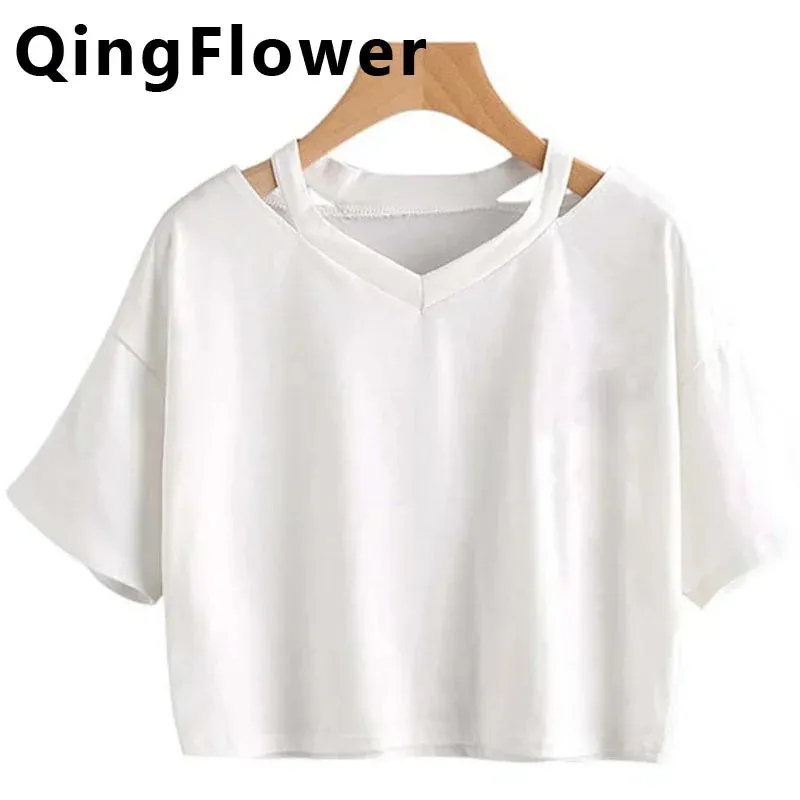 Kawaii Anime Cartoon Tee for Women - Fun Harajuku V-Neck Short Sleeve Top, Stylish Ulzzang Fashion for Summer