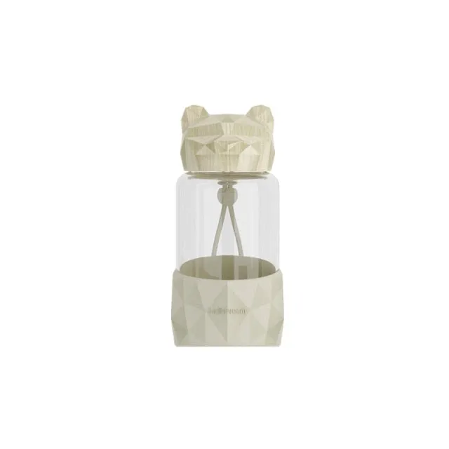 Kawaii Bear-shaped glass water bottle