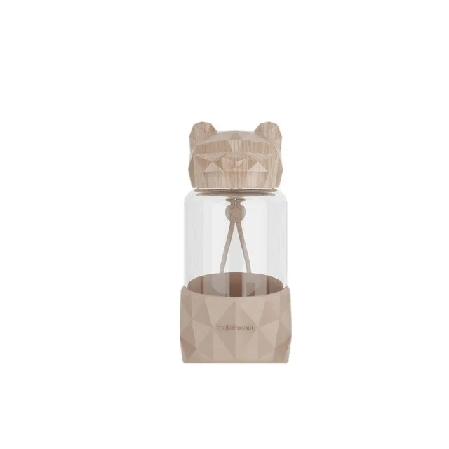 Kawaii Bear-shaped glass water bottle