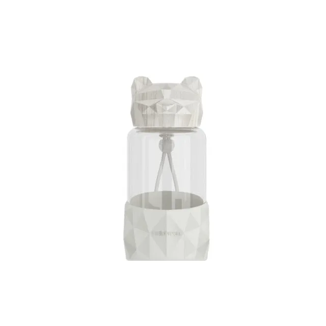 Kawaii Bear-shaped glass water bottle