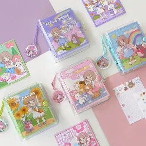 Kawaii Cartoon Mini Loose-Leaf Journal Notebook - 3.7 × 4.1"