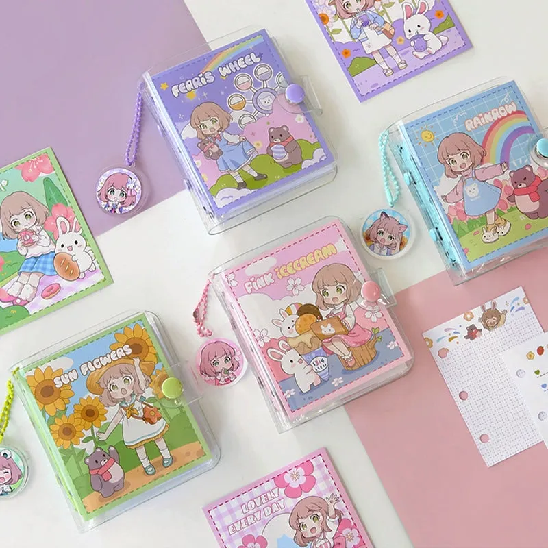 Kawaii Cartoon Mini Loose-Leaf Journal Notebook - 3.7 × 4.1"