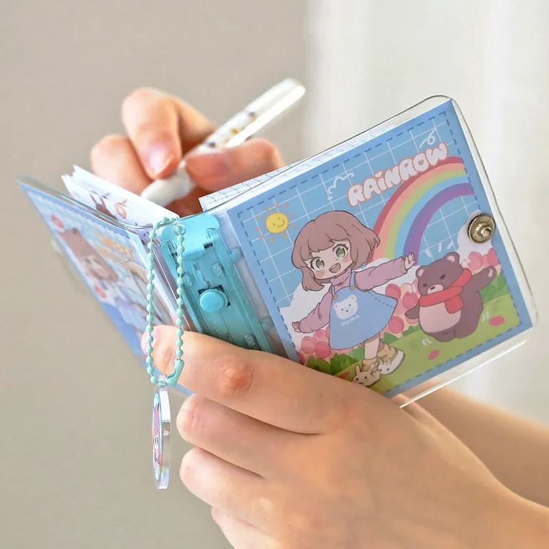 Kawaii Cartoon Mini Loose-Leaf Journal Notebook - 3.7 × 4.1"