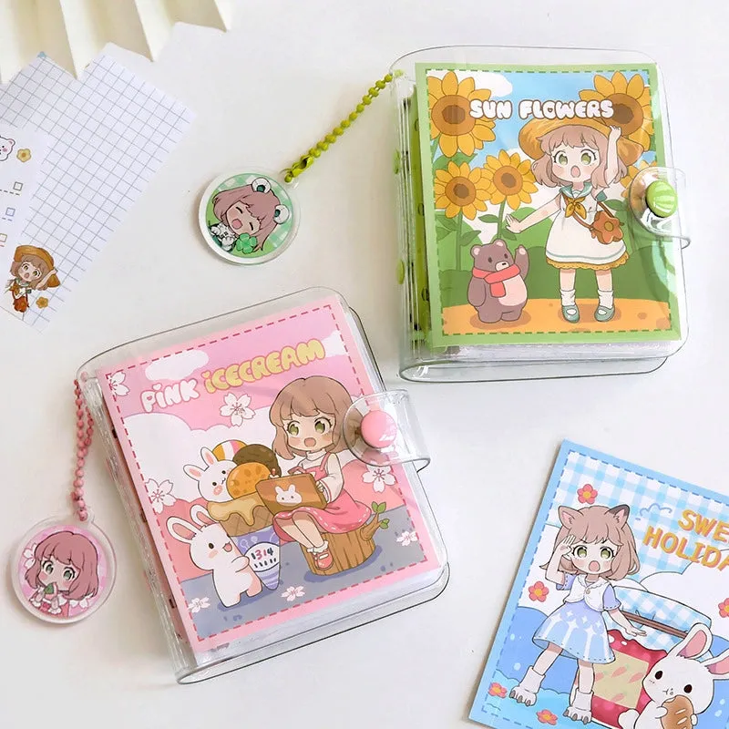 Kawaii Cartoon Mini Loose-Leaf Journal Notebook - 3.7 × 4.1"