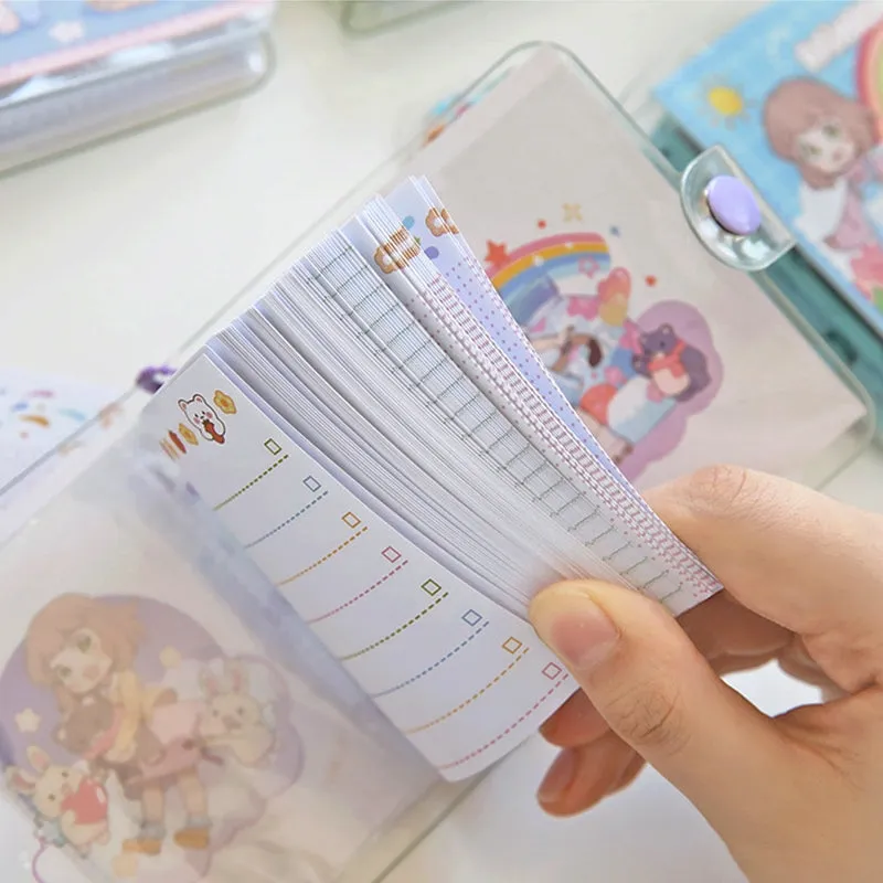 Kawaii Cartoon Mini Loose-Leaf Journal Notebook - 3.7 × 4.1"