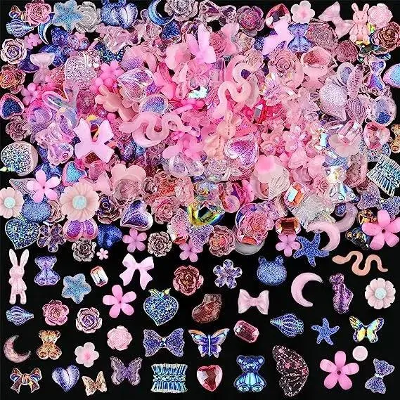 Kawaii Resin Nail Charms & Rhinestones Set in Colorful Candy Cartoon Theme