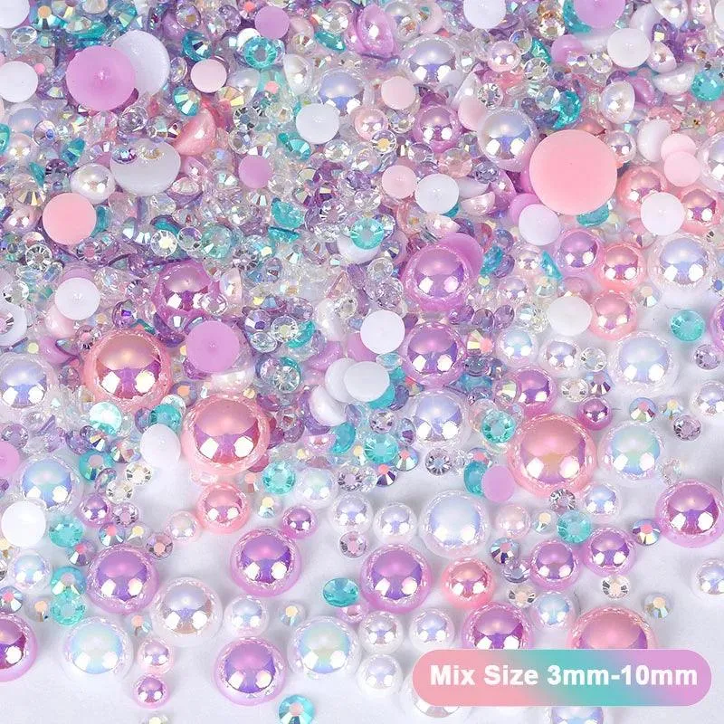 Kawaii Resin Nail Charms & Rhinestones Set in Colorful Candy Cartoon Theme