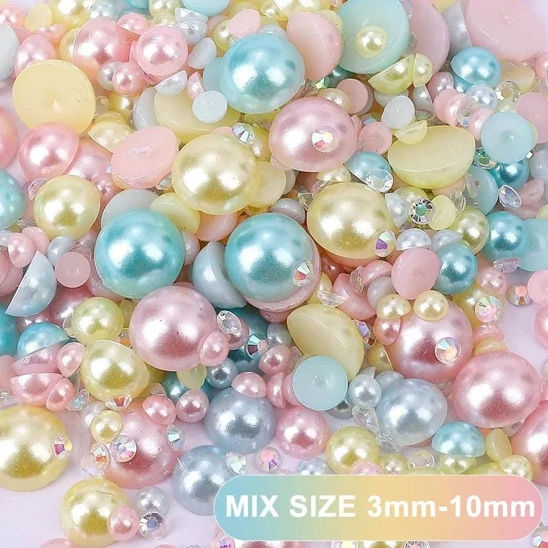 Kawaii Resin Nail Charms & Rhinestones Set in Colorful Candy Cartoon Theme