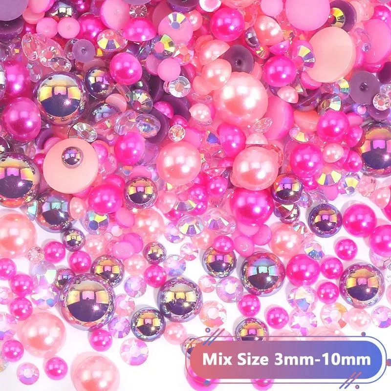 Kawaii Resin Nail Charms & Rhinestones Set in Colorful Candy Cartoon Theme