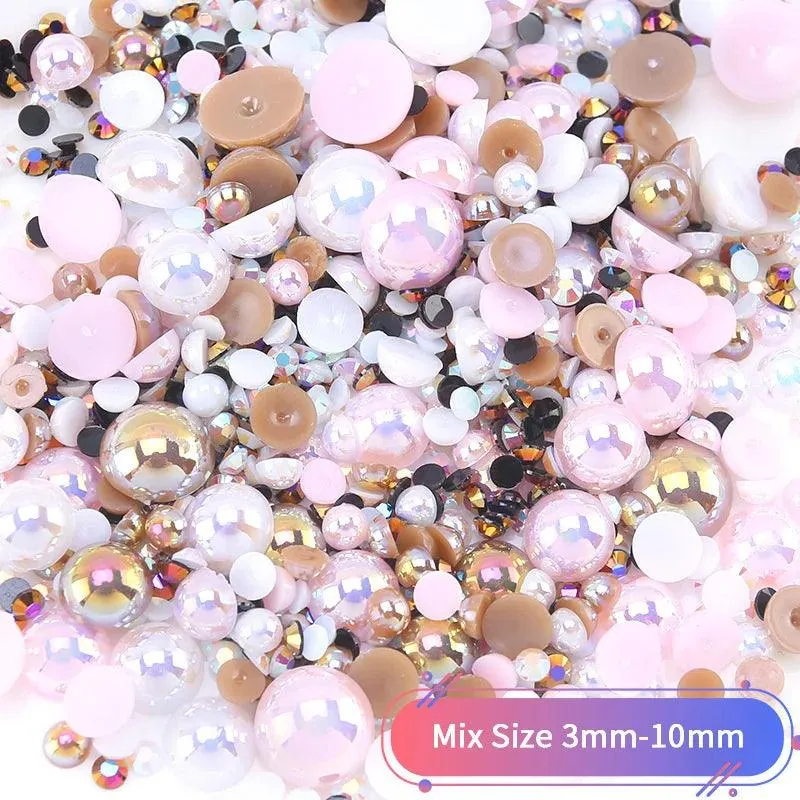 Kawaii Resin Nail Charms & Rhinestones Set in Colorful Candy Cartoon Theme