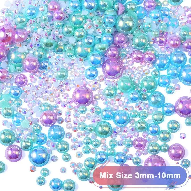 Kawaii Resin Nail Charms & Rhinestones Set in Colorful Candy Cartoon Theme