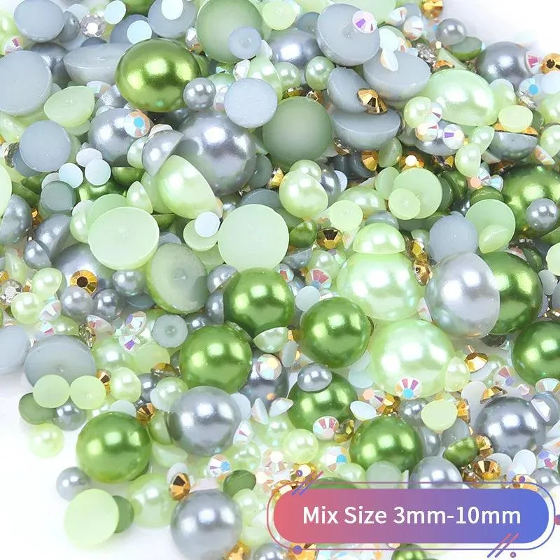Kawaii Resin Nail Charms & Rhinestones Set in Colorful Candy Cartoon Theme