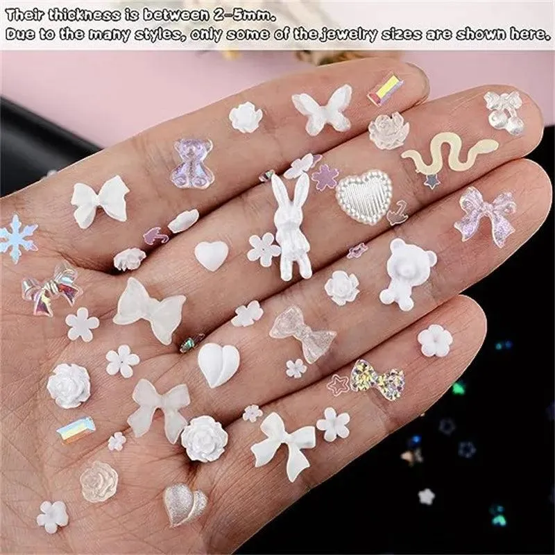 Kawaii Resin Nail Charms & Rhinestones Set in Colorful Candy Cartoon Theme