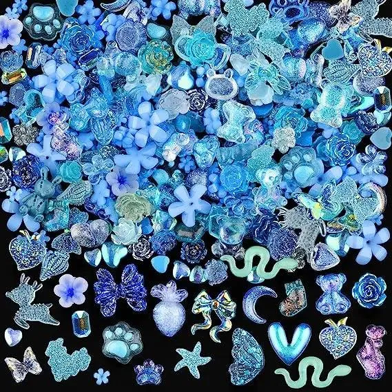 Kawaii Resin Nail Charms & Rhinestones Set in Colorful Candy Cartoon Theme