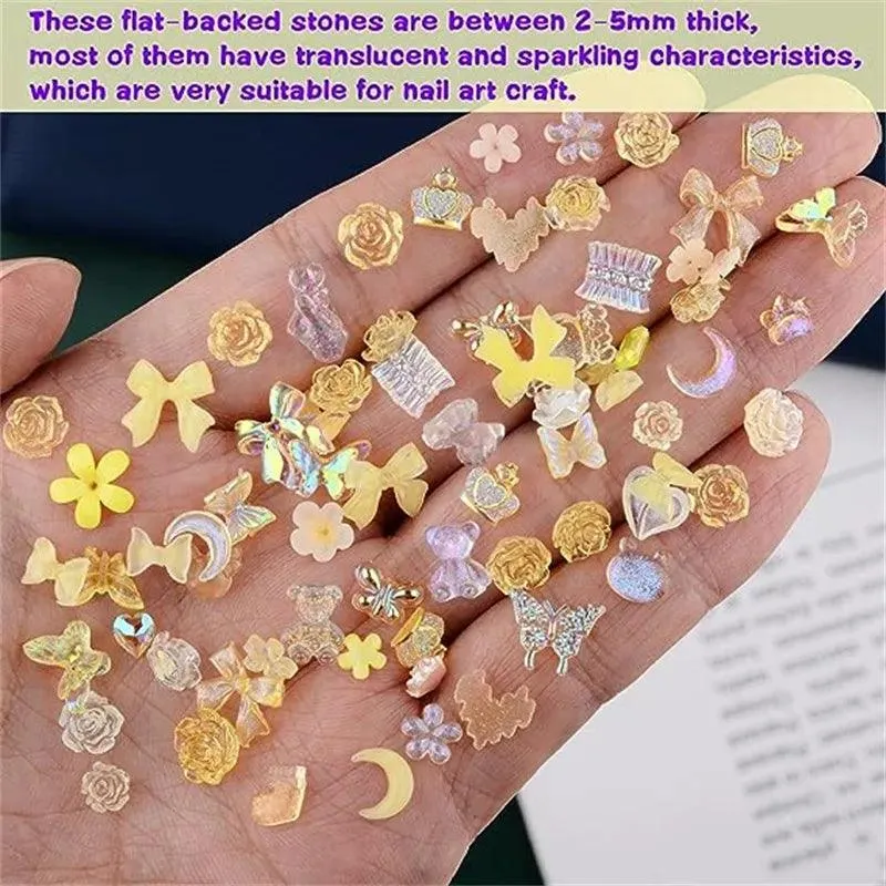 Kawaii Resin Nail Charms & Rhinestones Set in Colorful Candy Cartoon Theme