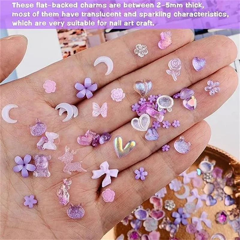 Kawaii Resin Nail Charms & Rhinestones Set in Colorful Candy Cartoon Theme
