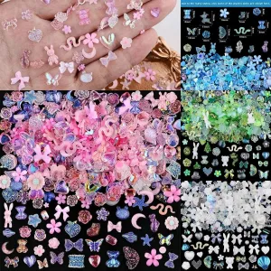 Kawaii Resin Nail Charms & Rhinestones Set in Colorful Candy Cartoon Theme