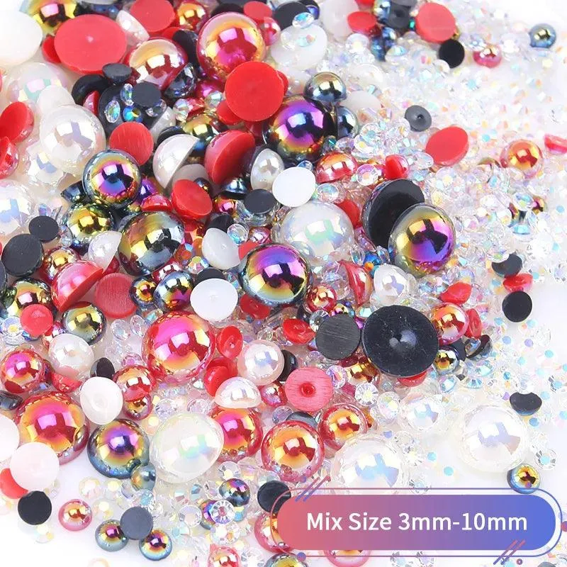 Kawaii Resin Nail Charms & Rhinestones Set in Colorful Candy Cartoon Theme