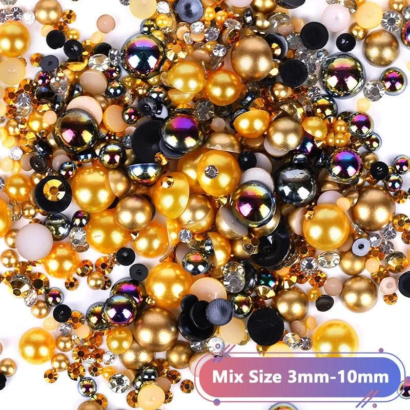 Kawaii Resin Nail Charms & Rhinestones Set in Colorful Candy Cartoon Theme