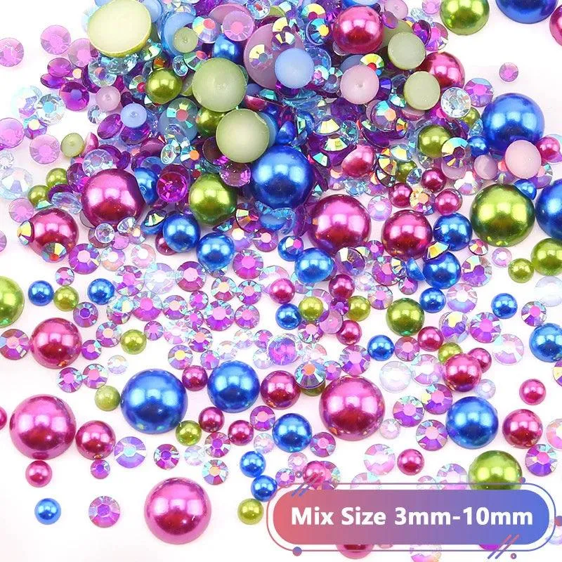 Kawaii Resin Nail Charms & Rhinestones Set in Colorful Candy Cartoon Theme