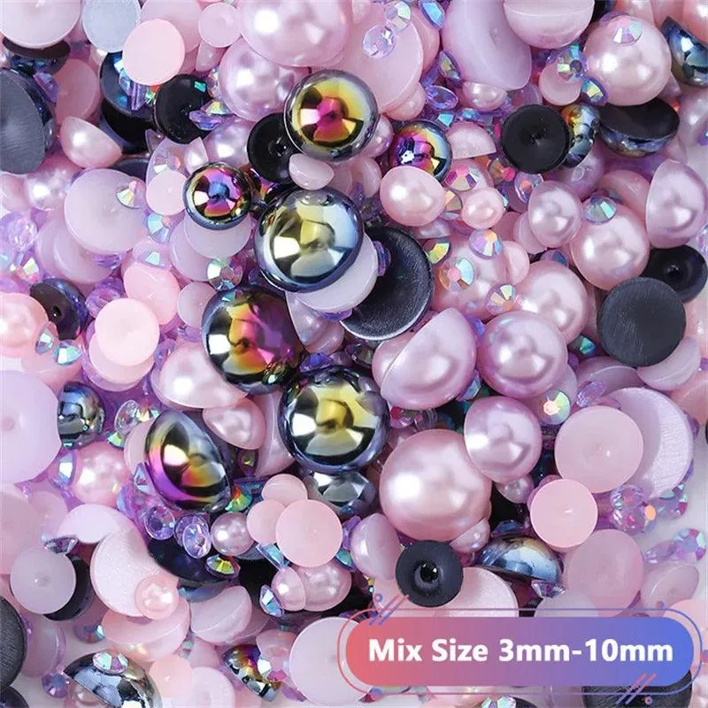 Kawaii Resin Nail Charms & Rhinestones Set in Colorful Candy Cartoon Theme
