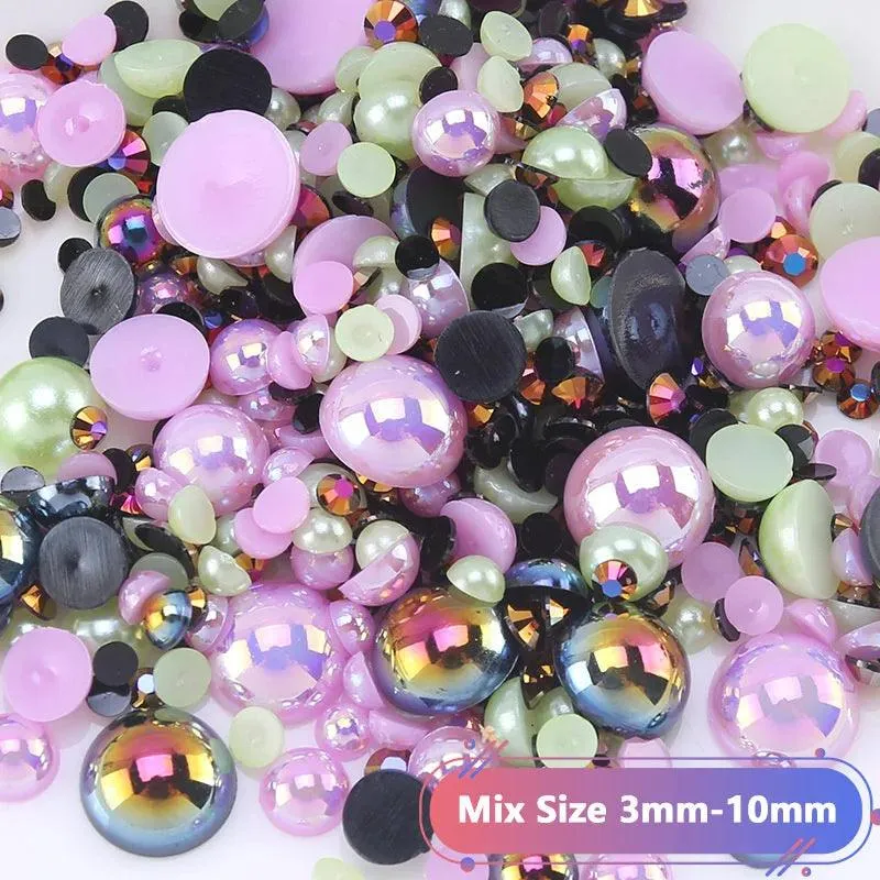 Kawaii Resin Nail Charms & Rhinestones Set in Colorful Candy Cartoon Theme