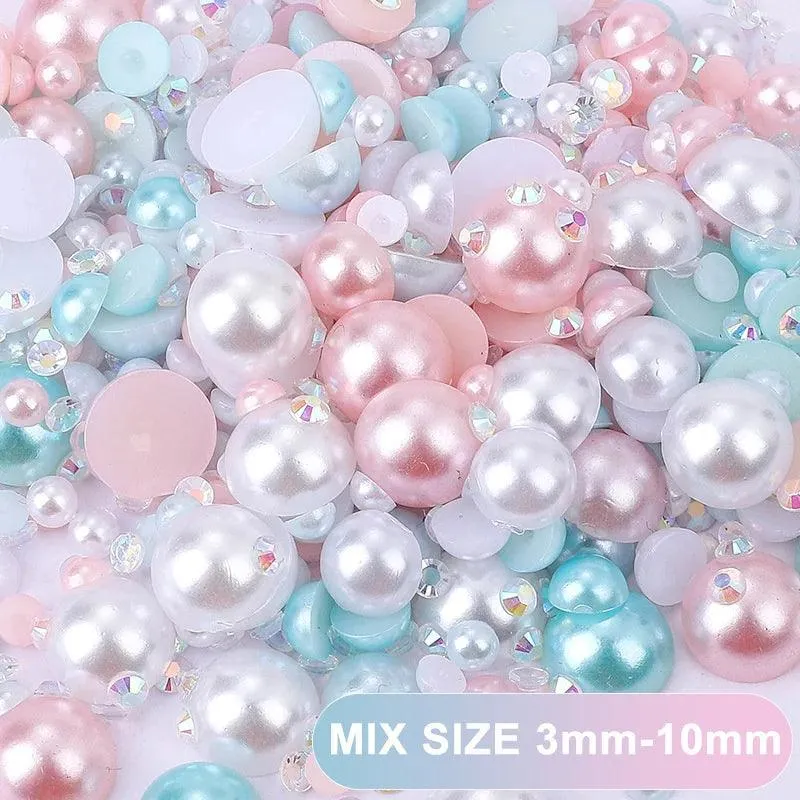 Kawaii Resin Nail Charms & Rhinestones Set in Colorful Candy Cartoon Theme