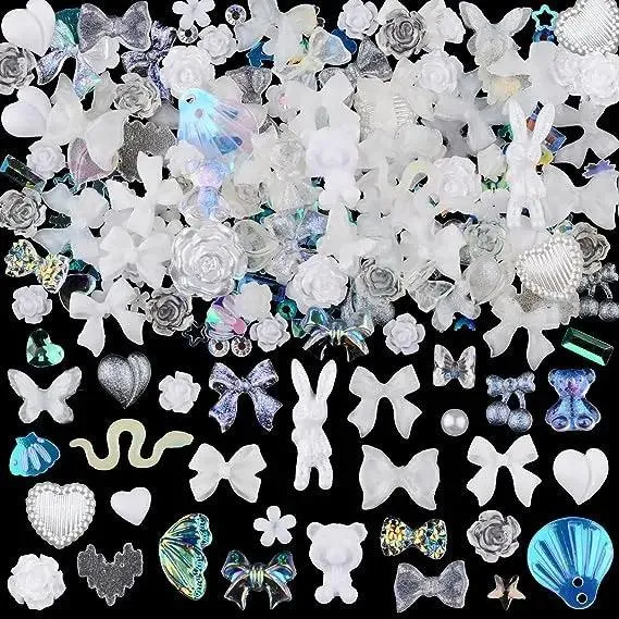 Kawaii Resin Nail Charms & Rhinestones Set in Colorful Candy Cartoon Theme
