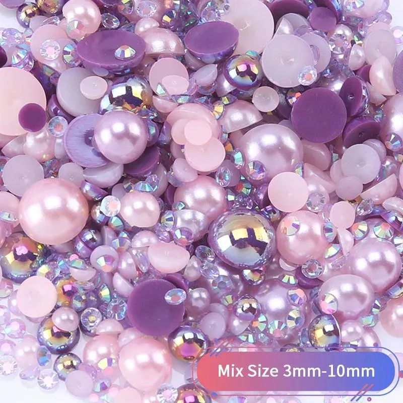 Kawaii Resin Nail Charms & Rhinestones Set in Colorful Candy Cartoon Theme