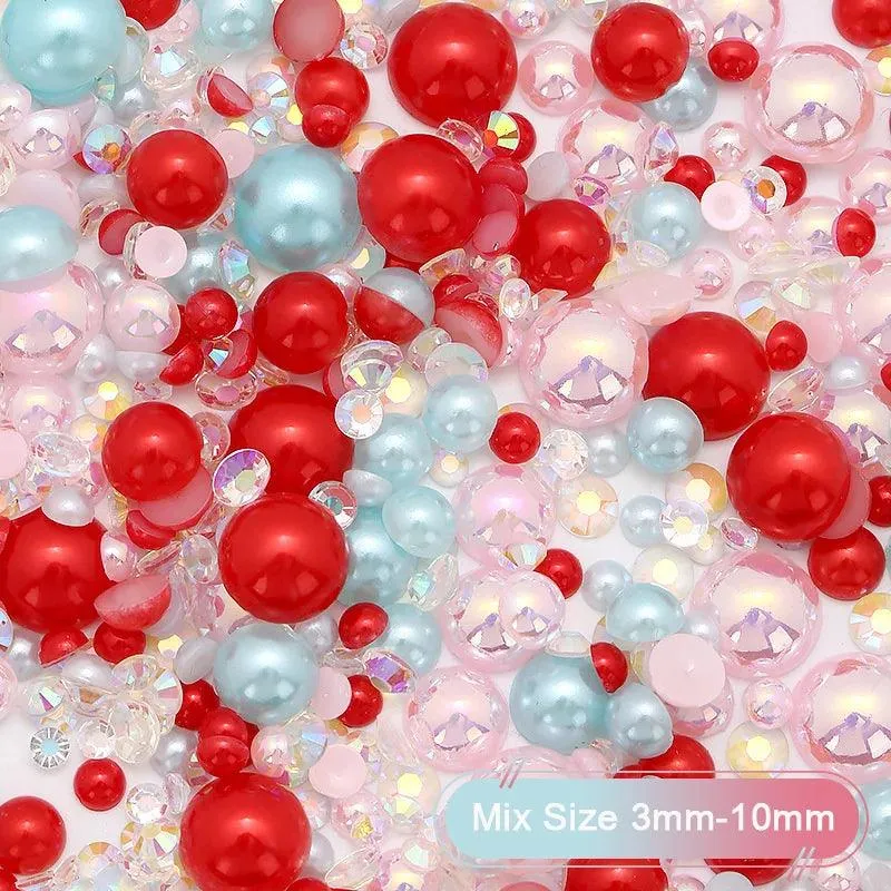 Kawaii Resin Nail Charms & Rhinestones Set in Colorful Candy Cartoon Theme