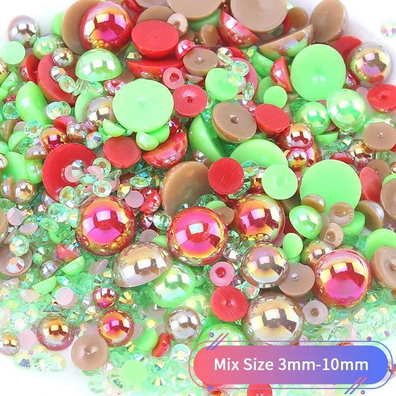 Kawaii Resin Nail Charms & Rhinestones Set in Colorful Candy Cartoon Theme