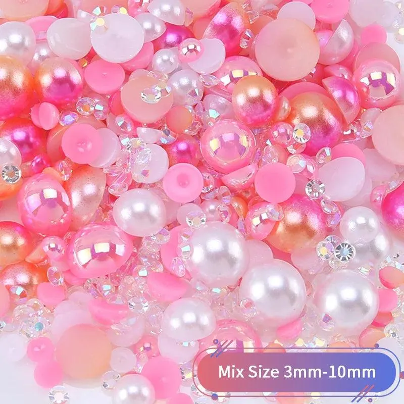 Kawaii Resin Nail Charms & Rhinestones Set in Colorful Candy Cartoon Theme