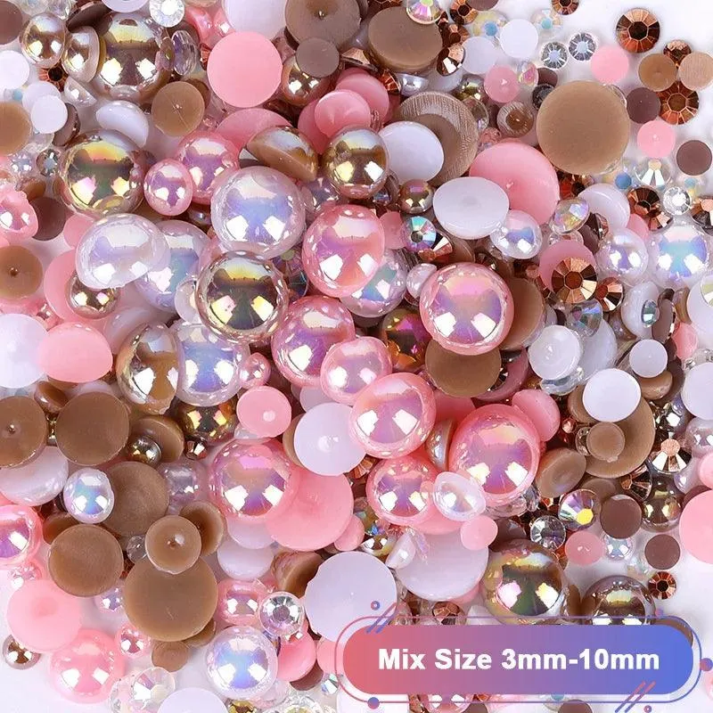 Kawaii Resin Nail Charms & Rhinestones Set in Colorful Candy Cartoon Theme