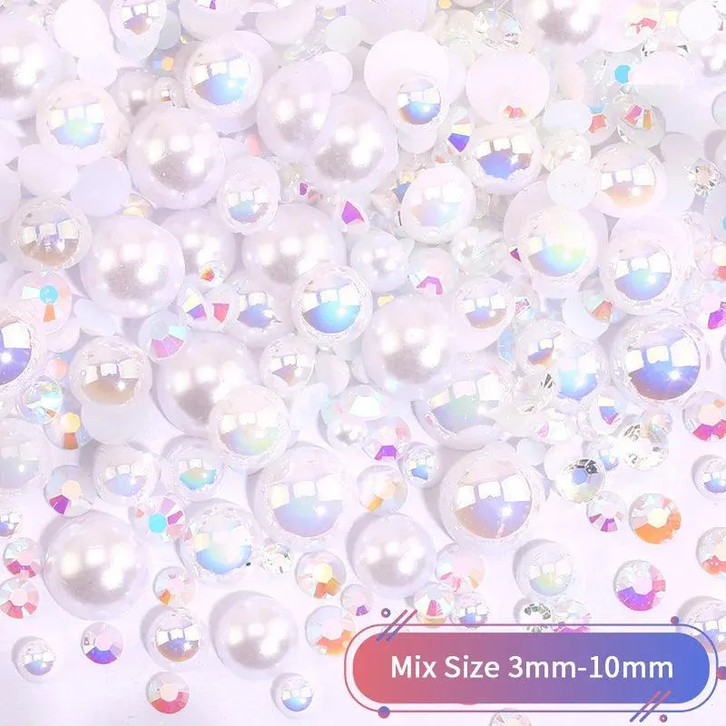 Kawaii Resin Nail Charms & Rhinestones Set in Colorful Candy Cartoon Theme