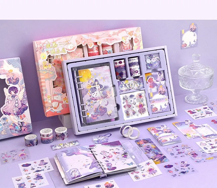 Kawaii Stationery Set 95 PCS Loose-leaf Diary Notebook Washi Tape Sticker Set