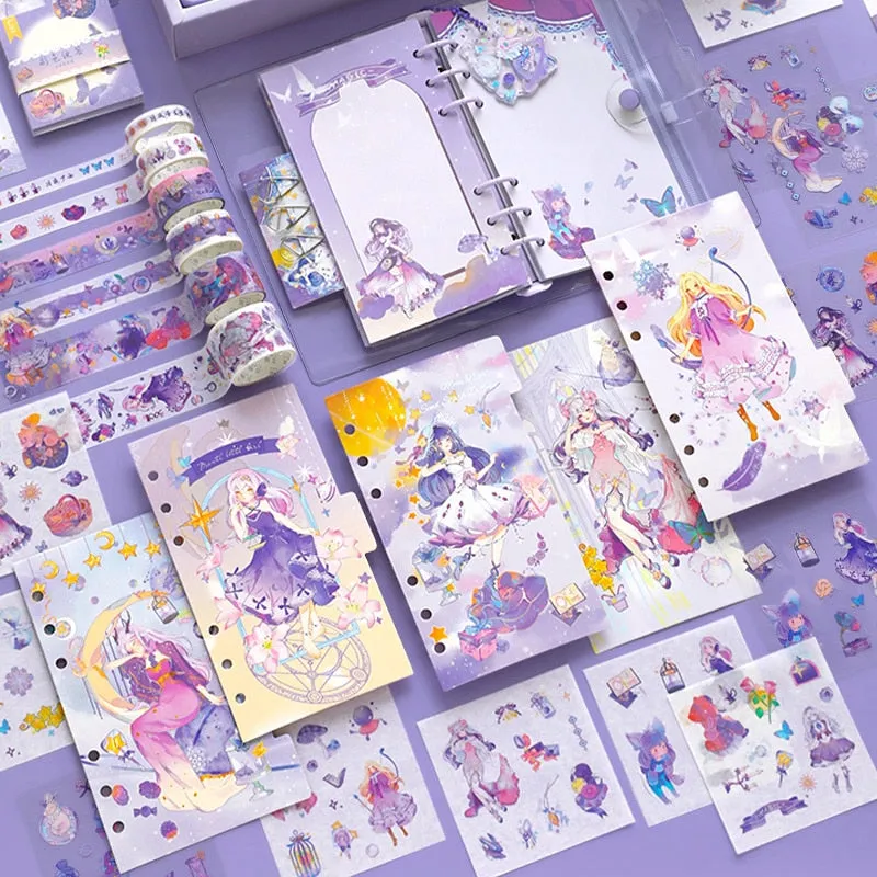 Kawaii Stationery Set 95 PCS Loose-leaf Diary Notebook Washi Tape Sticker Set
