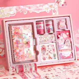 Kawaii Stationery Set 95 PCS Loose-leaf Diary Notebook Washi Tape Sticker Set