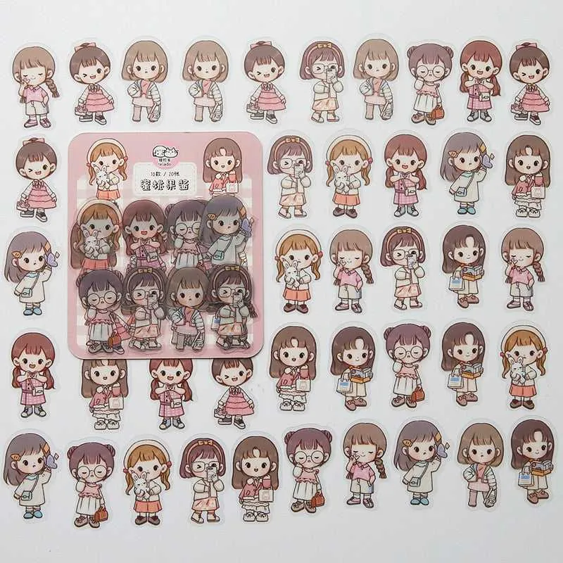 Kawaii Sticker Set - Girl Cartoon Designs