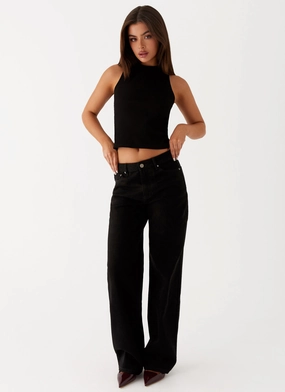 Keanna Low Rise Denim Jeans - Black Chic Comfort